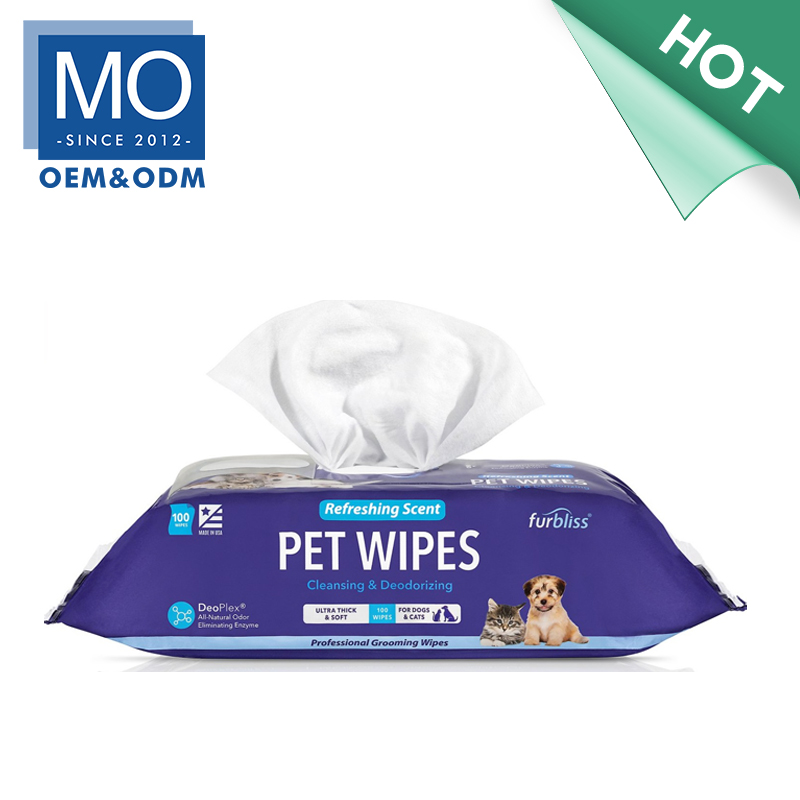 Body Cleaning Wipes for Pets Deodorising and hypoallergenic antibacterial wipes for cats, dogs and other pets, with customised support Model No.  PW-2205 Wipe size  15*20cm
