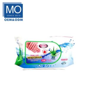 80 Pcs Premium Hand Disinfectant Wet Wipes Private Label Kills bacteria & virus Soft Non-woven fabric Effectively kills 99.9% germs Extract from Aloe Vera Model No.  DW-2212 Wipe size